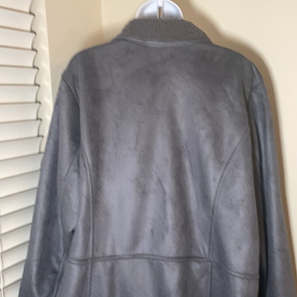 D & co. Denim & Company Grey Suede-like Coat Size 2X - Picture 6 of 10